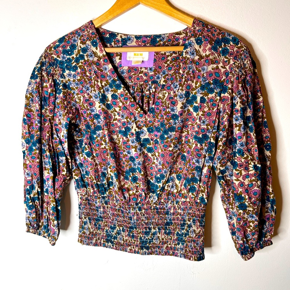 Odette smocked floral blouse from Maeve by Anthropologie